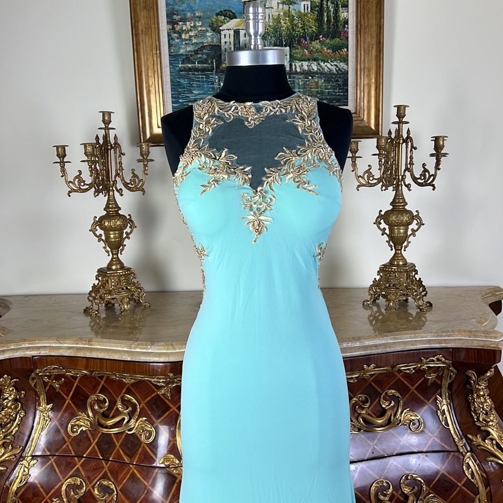 Illusion stretch embroidery beaded bodice evening prom dress - Picture 3 of 6
